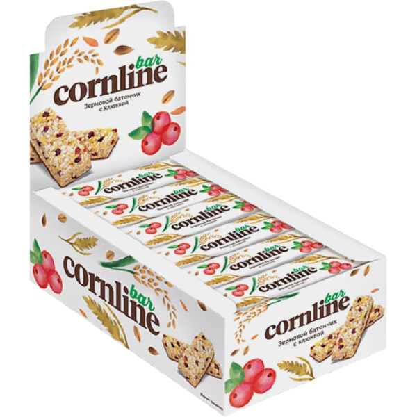 Батончик Cornline из цельных злаков с клюквой (18 штук по 30 г)