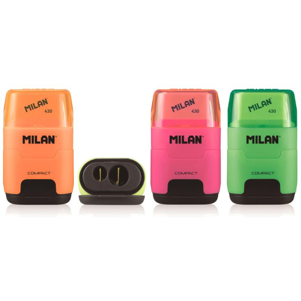 Ластик-точилка Milan Compact Fluo в ассортименте