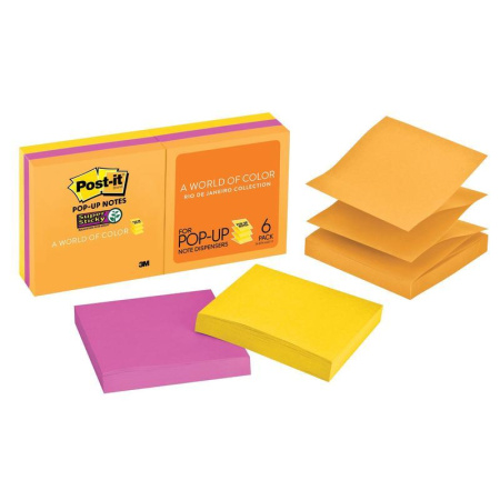 Стикеры Post-it Super Sticky 76x76 мм Z-сложения 3 цвета неоновые 6 блоков по 90 листов