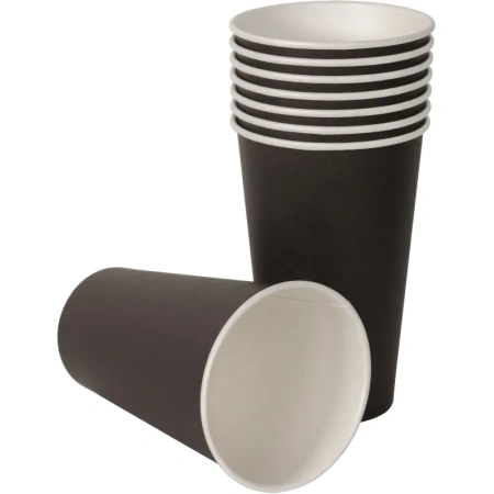 Стакан одноразовый бумажный 400 мл черный 50 штук в упаковке Комус Эконом