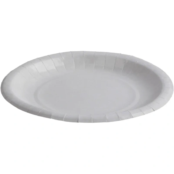 Тарелка одноразовая бумажная ламинированная 210 мм белая 500 штук в  упаковке Тарелка одноразовая бумажная ламинированная 210 мм белая 500 штук в  упаковке