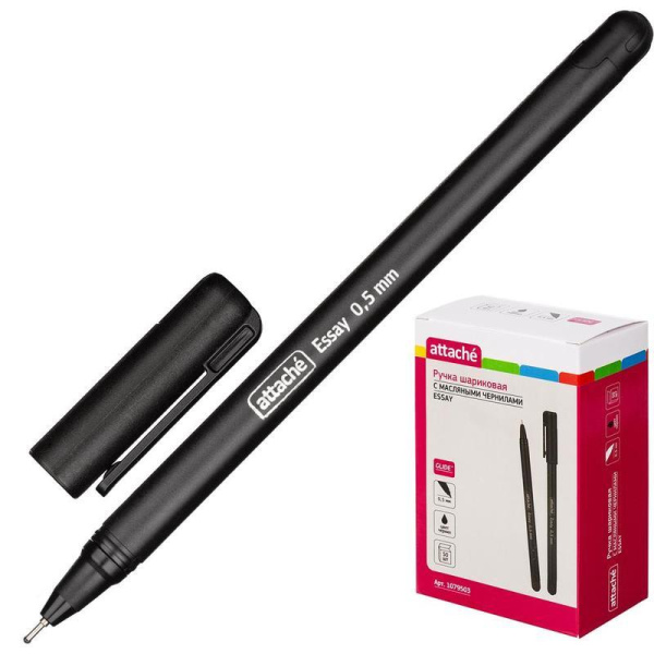 Ручка шариковая Attache Essay черная (толщина линии 0.5 мм)