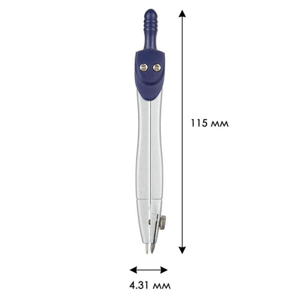 Циркуль №1School цинковый сплав 115 мм (в пластиковом пенале, серебристый, S01001C)