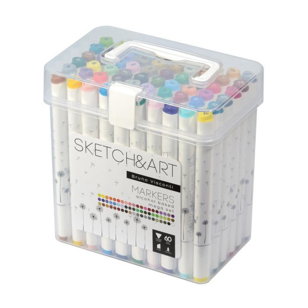 Набор маркеров Sketch&Art Мега-набор двухсторонних 60 цветов (толщина линии 3 мм)