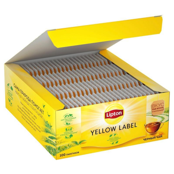 Чай Lipton Yellow Label черный 100 пакетиков