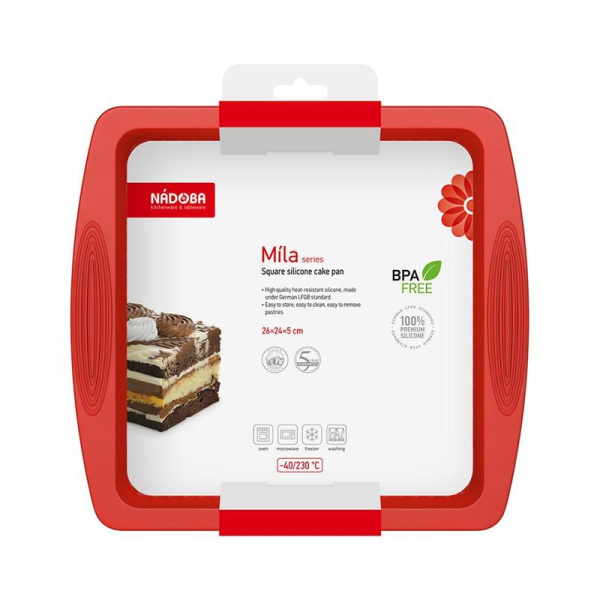 Форма для выпечки Nadoba Mila красная силиконовая 26x24 см