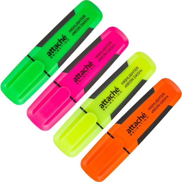 Набор текстовыделителей Attache Selection Neon Dash (толщина линии 1-5  мм, 4 цвета)