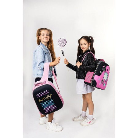 Ранец №1 School Easy Butterfly анатомический розовый с одним отделением