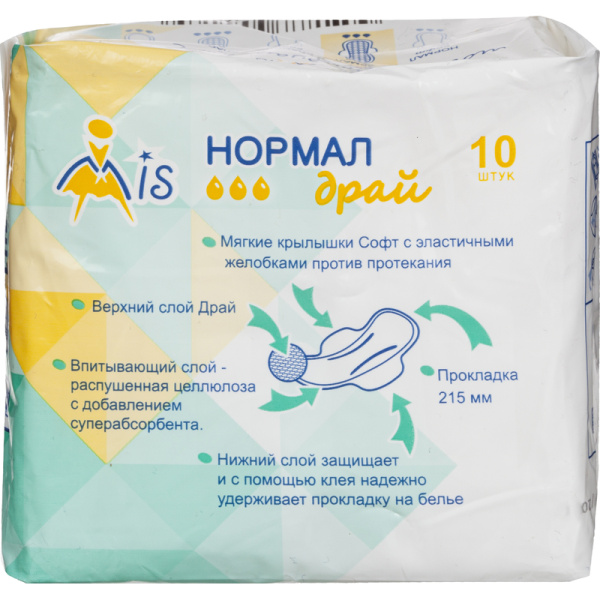 Прокладки женские гигиенические МИС Нормал Драй (10 штук в упаковке)