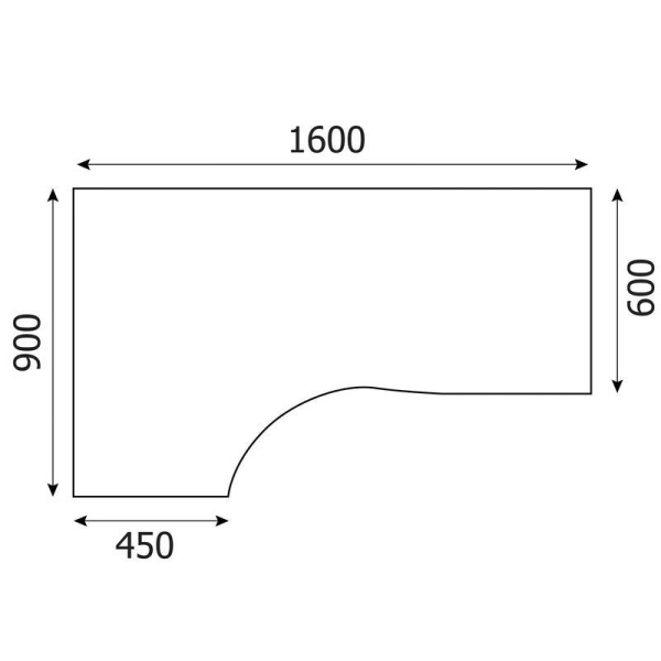 Стол эргономичный левый Simple SET160-1L (дуб сонома, 1600х900х760 мм)