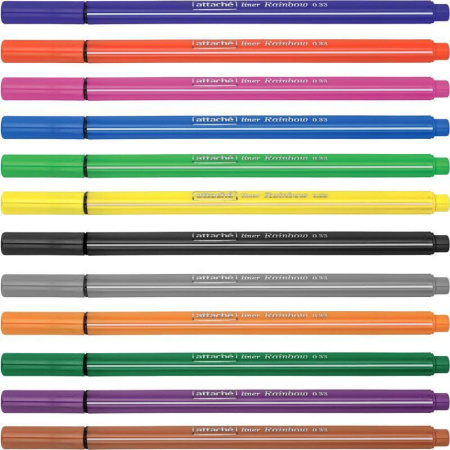 Набор линеров Attache Rainbow (трехгранный корпус, толщина линии 0.4 мм, 12 цветов)