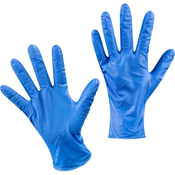 Перчатки одноразовые Gogrip Blue нитриловые особопрочные голубые (размер  L, 50 штук/25 пар в упаковке)