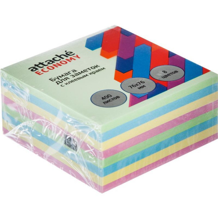 Стикеры Attache Economy 76х76 мм 8 цветов (1 блок, 400 листов) Стикеры Attache Economy 76х76 мм 8 цветов (1 блок, 400 листов)