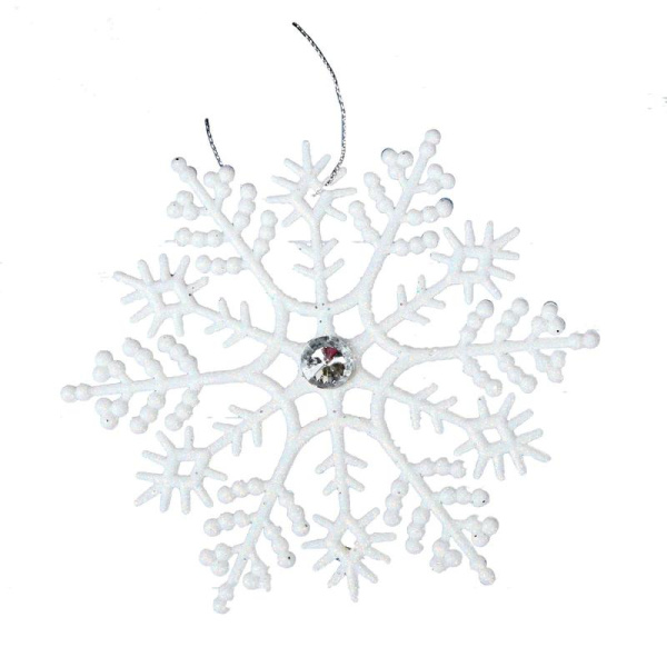 Новогоднее украшение Снежинка с камнем пластик в ассортименте (диаметр  12 см)