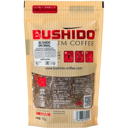 Кофе растворимый сублимированный Bushido Original 75 г (пакет)