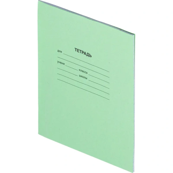 Тетрадь школьная зеленая А5 12 листов в частую косую линейку (20 штук в  упаковке)