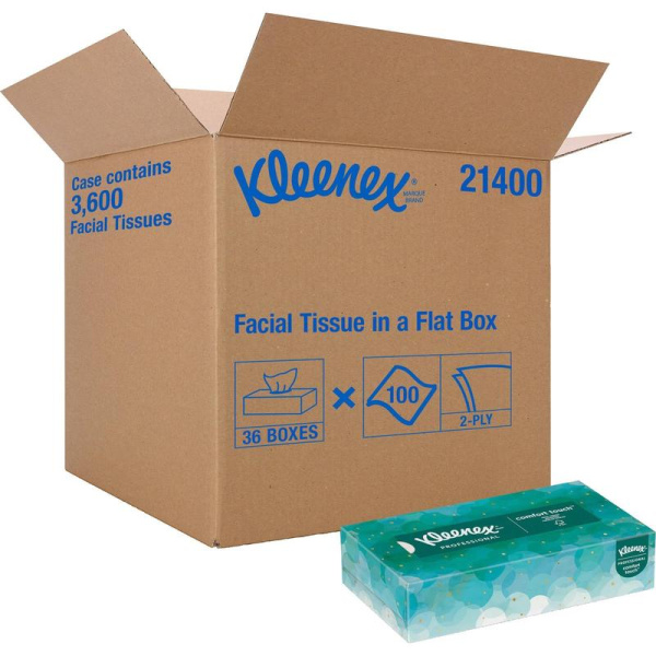 Салфетки косметические KIMBERLY-CLARK Kleenex 2-слойные (36  упаковок по   100 штук, артикул производителя 21400)