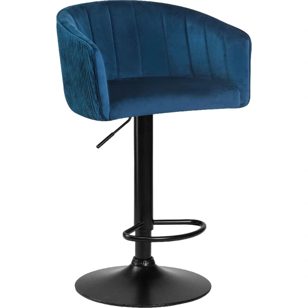 Стул барный Dobrin Darcy black синий/чёрный (велюр/металл)