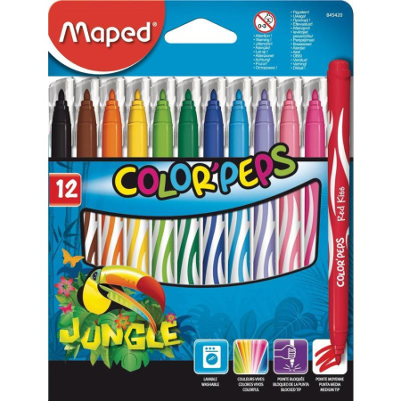 Набор фломастеров Maped Jungle 12 цветов Набор фломастеров Maped Jungle 12 цветов