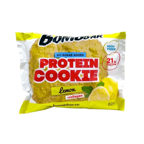 Печенье протеиновое Bombbar с коллагеном Лимон 60 г