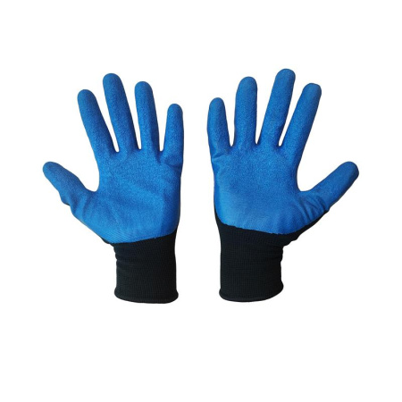 Перчатки рабочие Scaffa Grip нейлоновые с латексным покрытием  черные/голубые (13 класс, размер 10, XL)