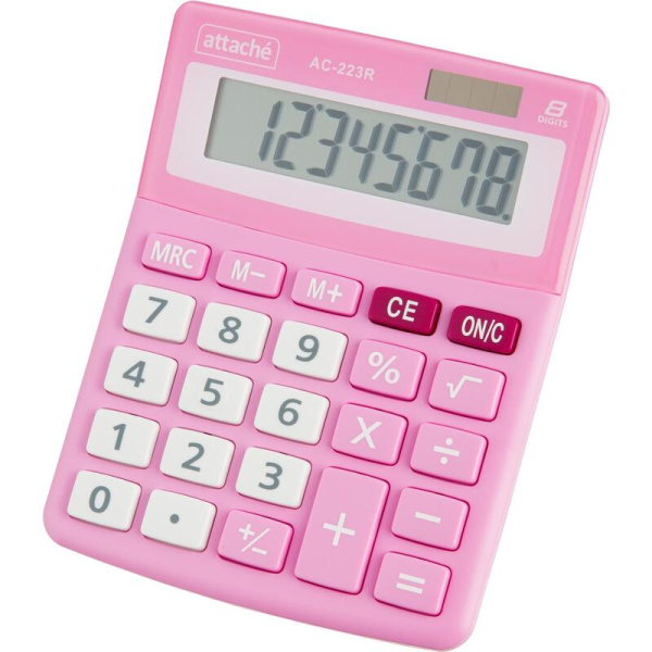 Калькулятор настольный Attache AС-223R 8-разрядный розовый/белый  134x107x34 мм
