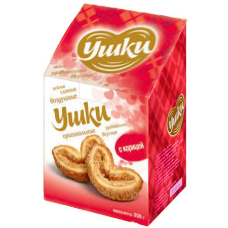 Печенье Ушки слоеные с корицей,200гр Печенье Ушки слоеные с корицей,200гр