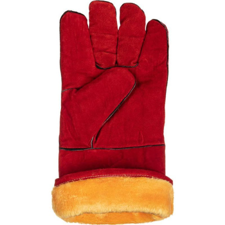 Краги сварщика спилковые утепленные пятипалые красные