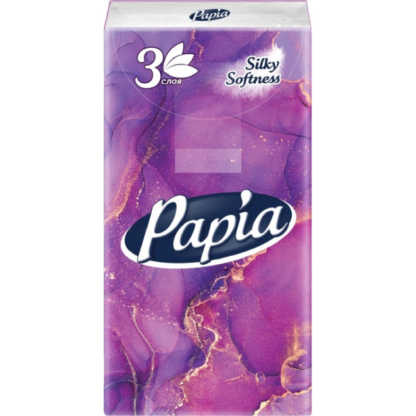 Носовые платочки бумажные Papia Silky Softness 3-слойные