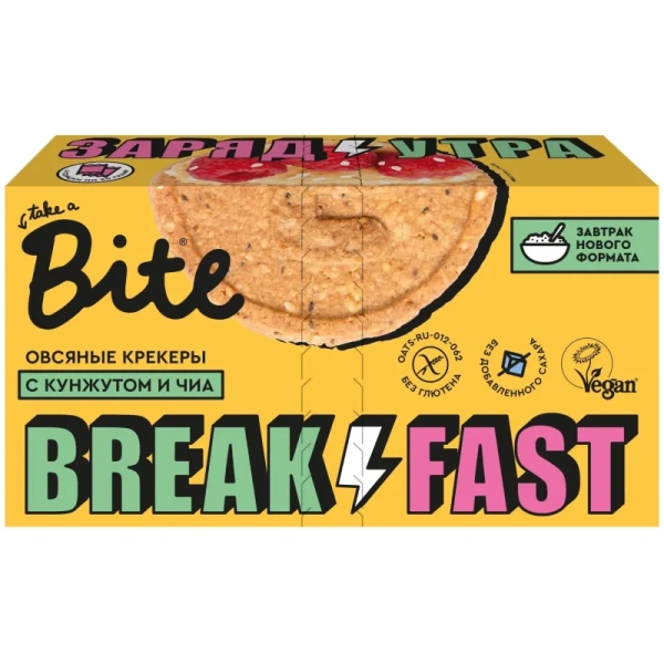 Крекер овсяный Bite с кунжутом и семенами чиа 200 г