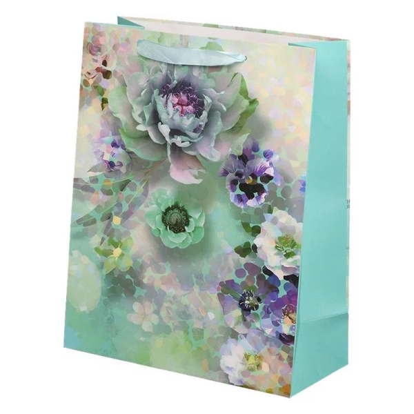 Пакет подарочный Цветы Акварель (23x18х10 см)
