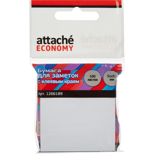 Стикеры Attache Economy 51x51 мм белые (1 блок, 100 листов)