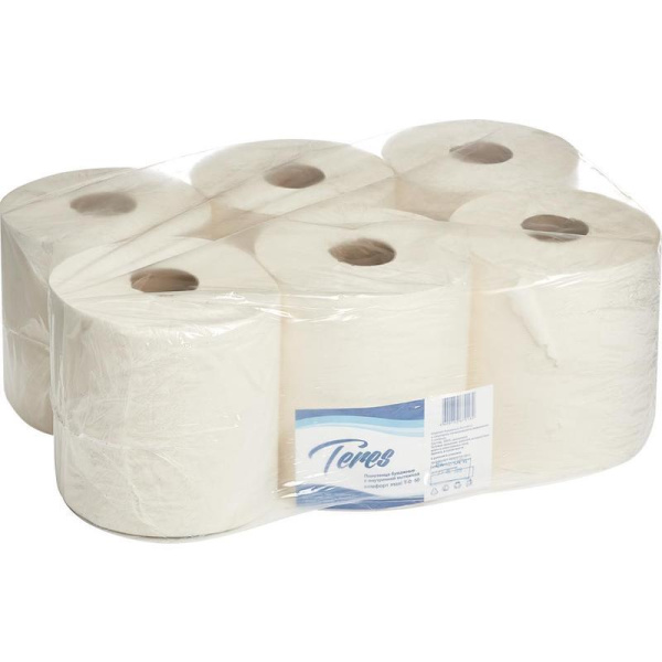Полотенца бумажные в рулонах Терес Комфорт макси ЦВ Т-0150 1-слойные 6 рулонов по 270 метров