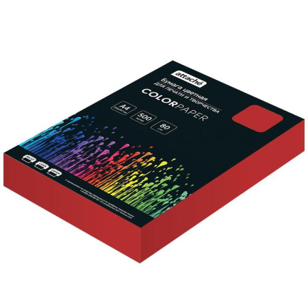 Бумага цветная для печати Attache красный интенсив (А4, 80 г/кв.м, 500  листов)