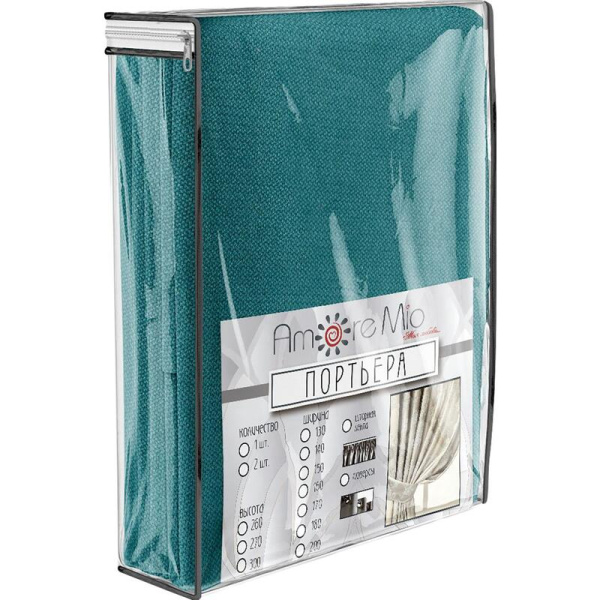 Штора Amore Mio 200х260 см бирюзовая (1 штука), (207-10)