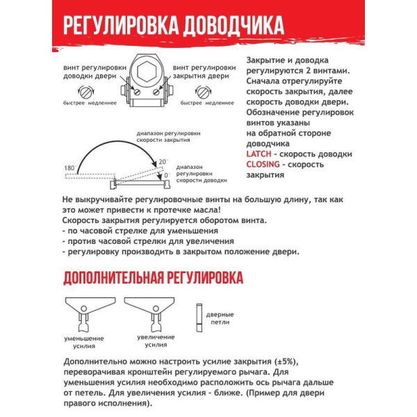 Доводчик дверной Нора-М 510 URBOnization до 60 кг белый (16627)