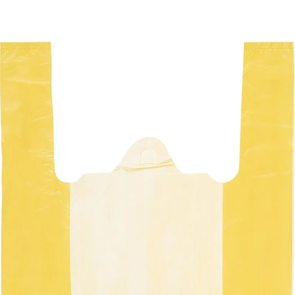 Пакет-майка ПНД 18 мкм желтый (30+14x57 см, 100 штук в упаковке)