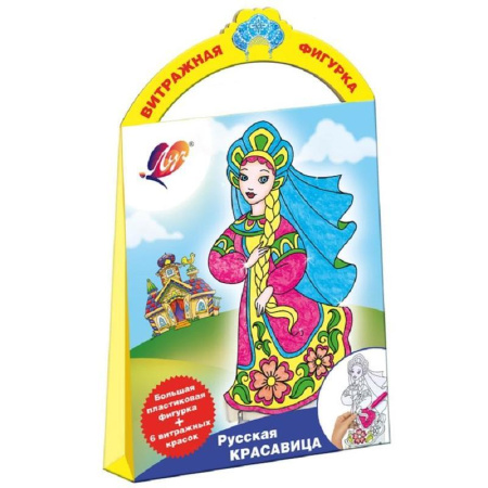 Витражные краски Луч Русская красавица 6 цветов (с трафаретом)