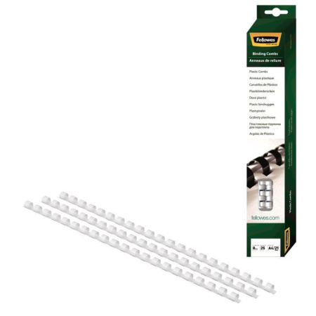 Пружины для переплета пластиковые Fellowes 8 мм белые (25 штук в упаковке)