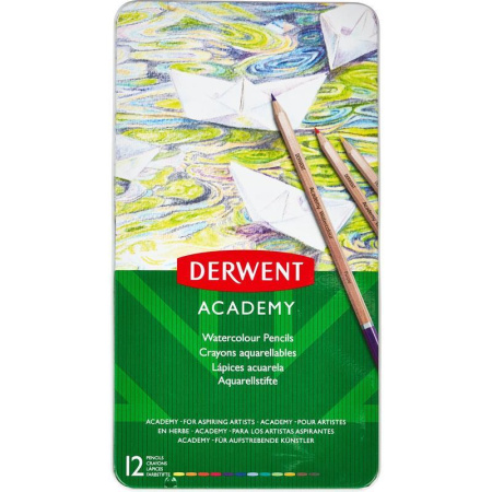 Карандаши акварельные Derwent Academy Watercolour Tin 12 цветов