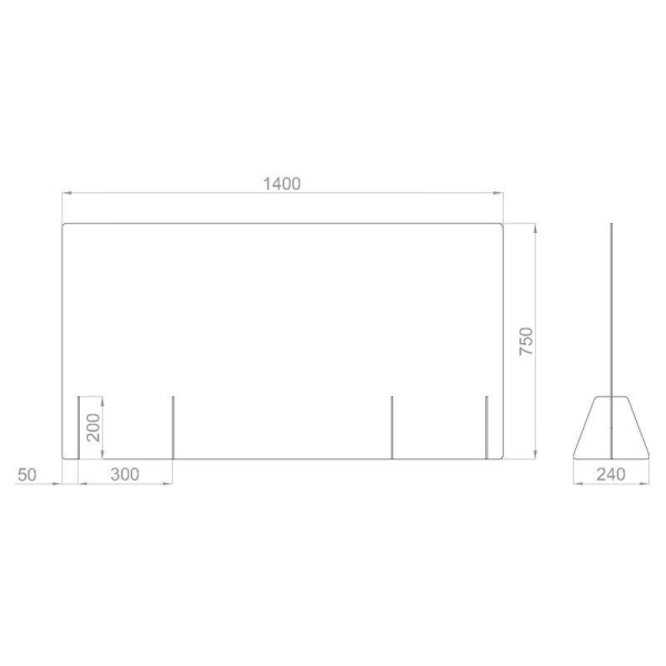 Защитный экран BSL (четыре опоры, 1400x750x4 мм)