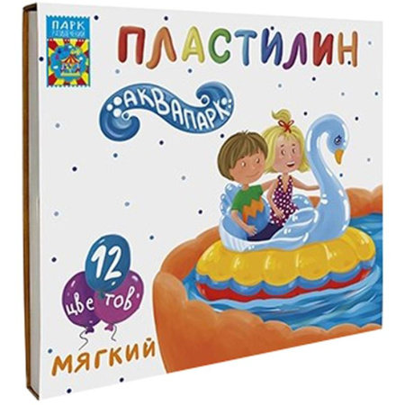 Пластилин восковой Аквапарк набор 12 цветов 180 г со стеком