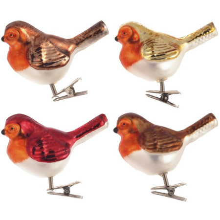 Елочная игрушка на прищепке Птичка стекло (высота 8 см)