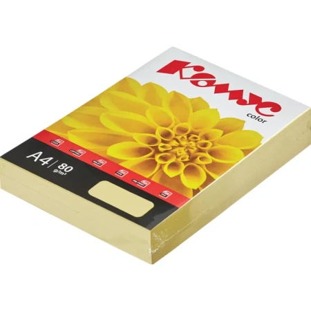 Бумага цветная для печати Комус Color желтая пастель (А4, 80 г/кв.м, 500 листов)