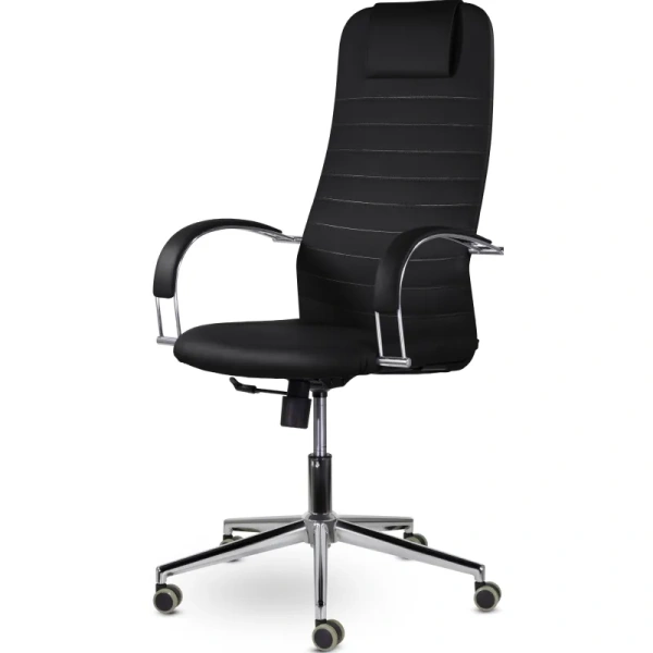 Кресло для руководителя Соло чёрное (экокожа, металл)