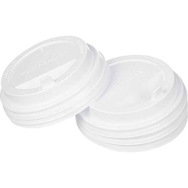Крышка для стакана 90 мм пластиковая белая с клапаном 100 штук в упаковке Huhtamaki