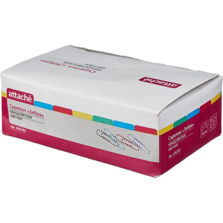 Скрепки Зебра Attache, полимер, 50 мм., 50 шт.в карт/уп. Скрепки Зебра Attache, полимер, 50 мм., 50 шт.в карт/уп.