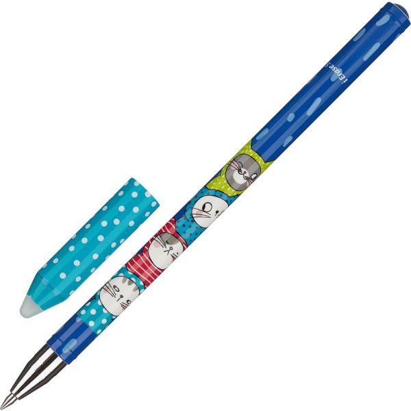 Ручка гелевая со стираемыми чернилами M&G So Many Cats синяя   (толщина линии 0.35 мм)
