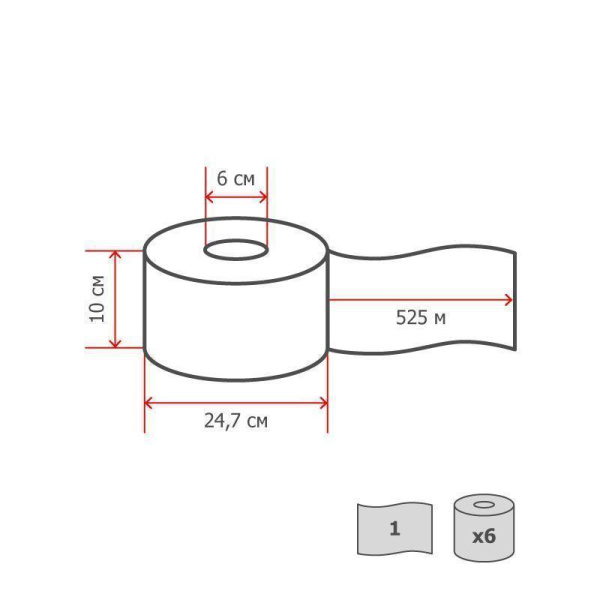 Бумага туалетная в рулонах Tork Universal T1 1-слойная 6 рулонов по 525 метров (артикул производителя 120195)
