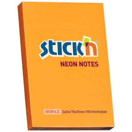 Стикеры Hopax Stick'n Eco 51x76 мм неоновые оранжевые (1 блок, 100 листов)